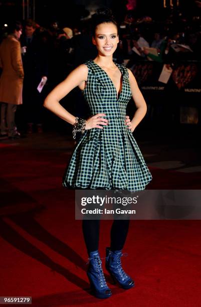 Jessica Alba attends the UK Premiere of 'Valentine's Day' at the Odeon Leicester Square on February 11, 2010 in London, England.