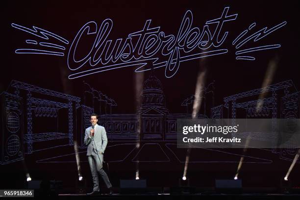 John Mulaney performs on the Bill Graham Stage during Clusterfest at Civic Center Plaza and The Bill Graham Civic Auditorium on June 1, 2018 in San...