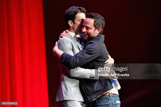 John Mulaney and Nick Kroll perform on the Bill Graham Stage during Clusterfest at Civic Center Plaza and The Bill Graham Civic Auditorium on June 1,...