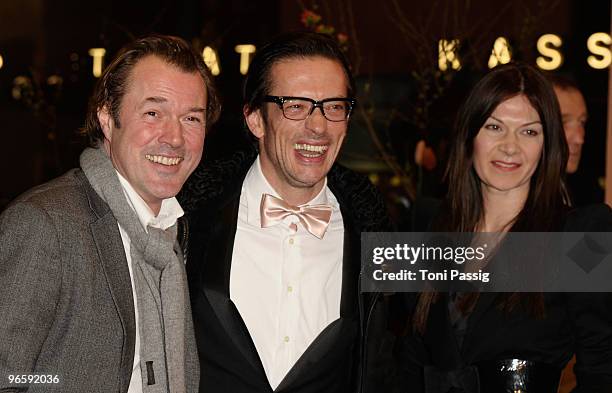 Sebastian Koch, Oskar Roehler and wife Alexandra attend the 'Tuan Yuan' Premiere during day one of the 60th Berlin International Film Festival at the...