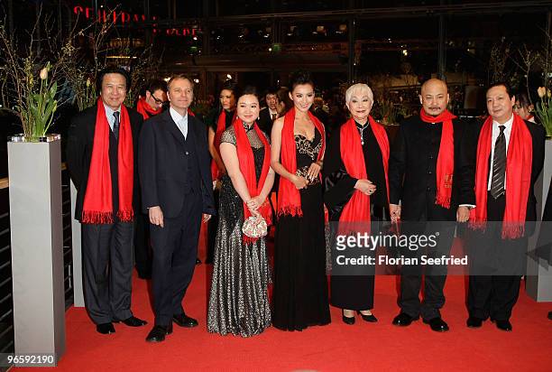 Actresses Jin Na, Monica Mo, Lisa Lu, director Wang Quanan and guests attends the 'Tuan Yuan' Premiere during day one of the 60th Berlin...