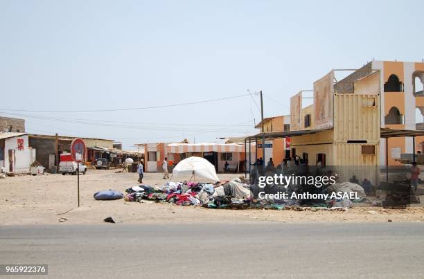 Djibouti, Djibouti city, cloths fair outside town.