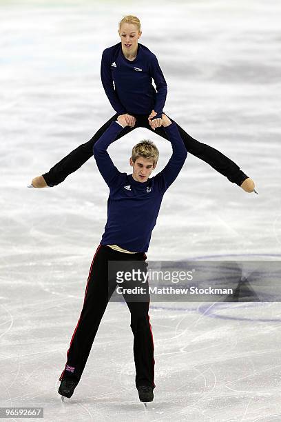 Figure skating pairs David King and Stacey Kemp of Great Britain and Northern Ireland practice ahead of the Vancouver 2010 Winter Olympics on...