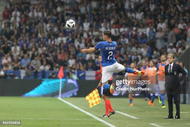 Mattia De Sciglio during the friendly football match between France and Italy at Allianz Riviera stadium on June 01, 2018 in Nice, France. France won...