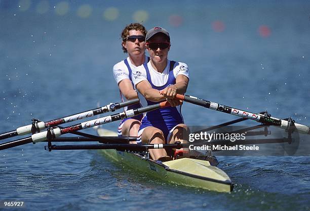 Joanna Nitschi and Helen Casey of Great Britain in action during the lightweight women double sculls at the Zurich sponsored Rowing World Cup held in...