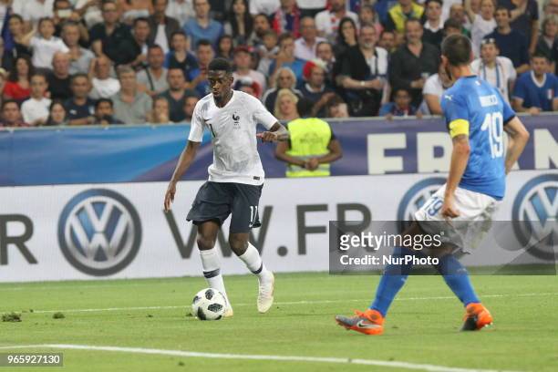 Ousmane Dembl during the friendly football match between France and Italy at Allianz Riviera stadium on June 01, 2018 in Nice, France. France won 3-1...