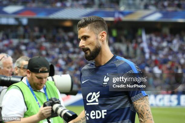 Olivier Giroud before the friendly football match between France and Italy at Allianz Riviera stadium on June 01, 2018 in Nice, France. France won...