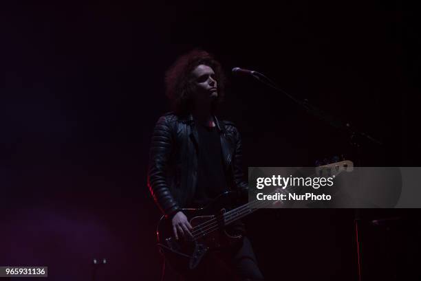 Welsh rock band Catfish and the Bottlement perform live on a stage at APE Presents festival at Victoria Park, London on June 1, 2018.