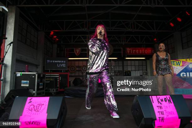 English pop singer Girli performs live at APE Presents festival at Victoria Park, London on June 1, 2018. Milly Toomey, better known by the stage...