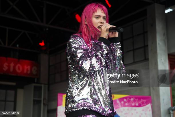 English pop singer Girli performs live at APE Presents festival at Victoria Park, London on June 1, 2018. Milly Toomey, better known by the stage...