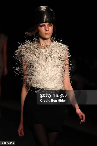 Model walks the runway at the Cushnie et Ochs Fall/Winter 2010 fashion show at Stage37 on February 11, 2010 in New York City.