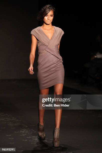 Model walks the runway at the Cushnie et Ochs Fall/Winter 2010 fashion show at Stage37 on February 11, 2010 in New York City.