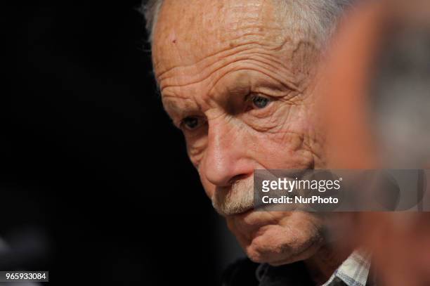 Erri De Luca Italian journalist, writer and poet during the conference for the 31^ International Book Fair of Turin 2018 in Turin, Italy, on May 10,...