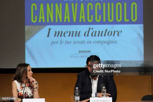 Antonino Cannavacciuolo Italian cook and TV personality and Valeria Parrella Italian writer during the conference for the 31^ International Book Fair...