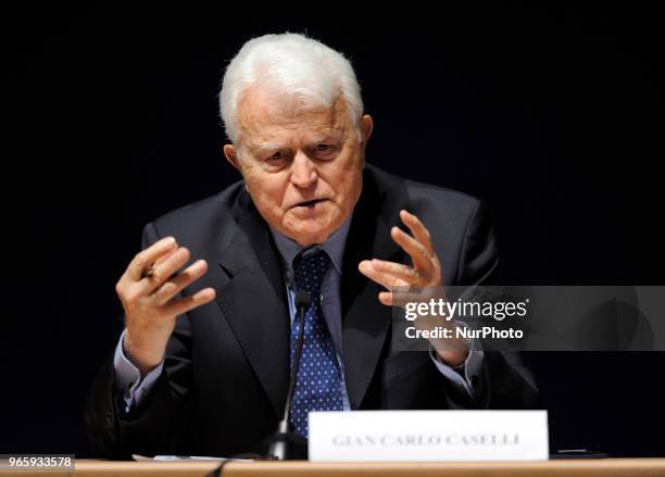 Gian Carlo Caselli Italian magistrate during the conference for the 31^ International Book Fair of Turin 2018 in Turin, Italy, on May 10, 2018.