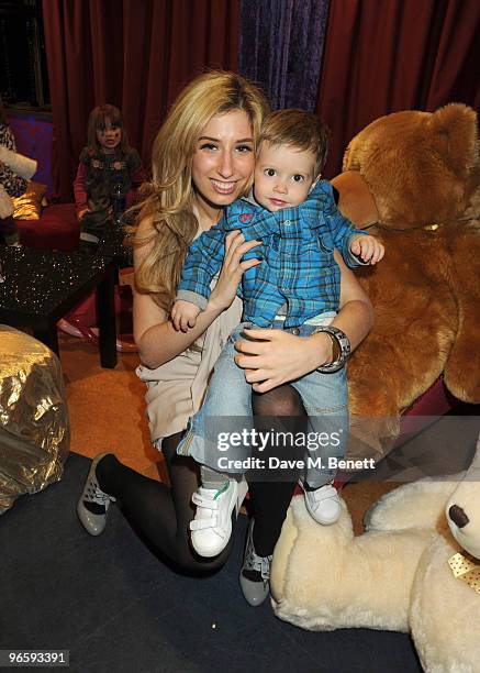 Stacey Solomon and her son attend Hamleys' 250th Birthday Party, at Hamleys on February 11, 2010 in London, England.