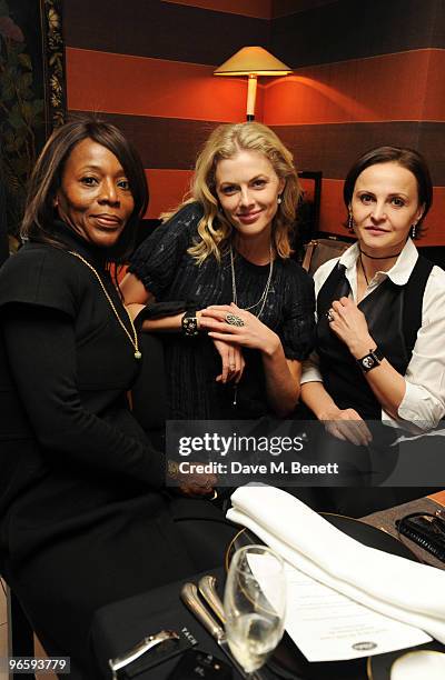 Robin Piccioni, Donna Air and Tatiana Anatoly attend the Tach lunch party hosted by Donna Air, at Blakes Hotel on February 11, 2010 in London,...