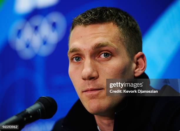 Christopher Fogt of United States attends the United States Olympic Committee Bobsleigh Men Press Conference at the Main Press Centre ahead of the...