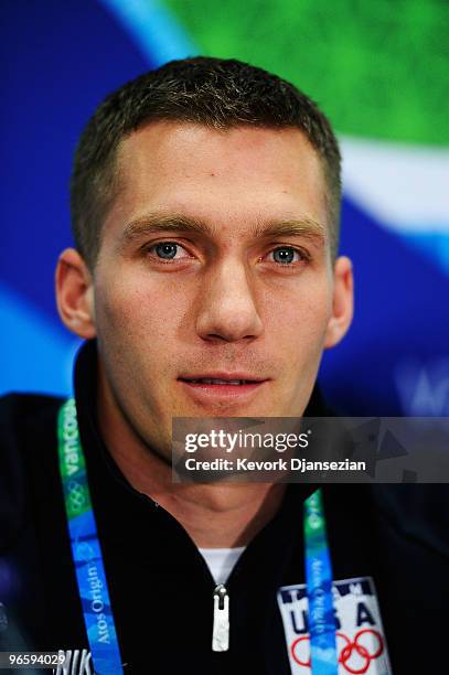 Christopher Fogt of United States attends the United States Olympic Committee Bobsleigh Men Press Conference at the Main Press Centre ahead of the...