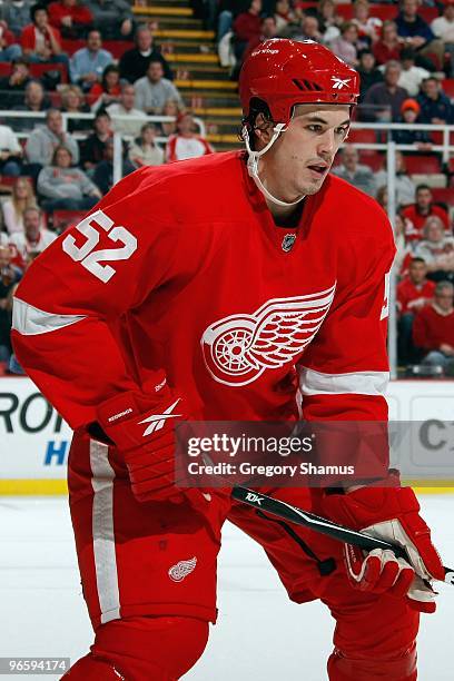 Jonathan Ericsson of the Detroit Red Wings skates during the game against the Nashville Predators on January 29, 2010 at Joe Louis Arena in Detroit,...