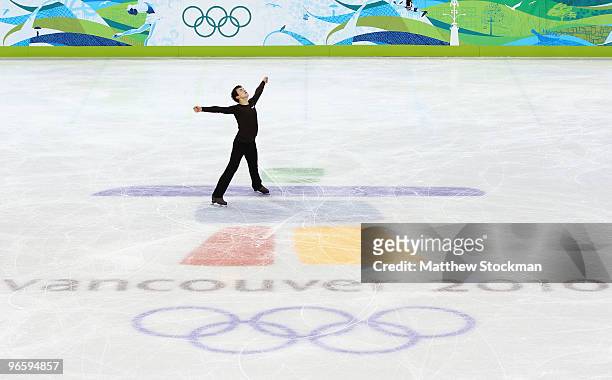 Patrick Chan of Canada practices ahead of the Vancouver 2010 Winter Olympics on February 11, 2010 in Vancouver, Canada.