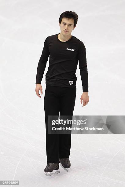 Patrick Chan of Canada practices ahead of the Vancouver 2010 Winter Olympics on February 11, 2010 in Vancouver, Canada.