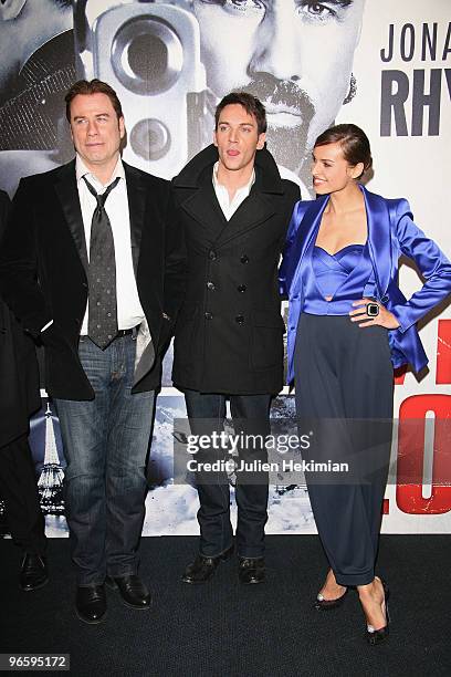 John Travolta, Jonathan Rhys-Meyers and Kasia Smutniak attend "From Paris with Love" Paris premiere at Cinema UGC Normandie on February 11, 2010 in...