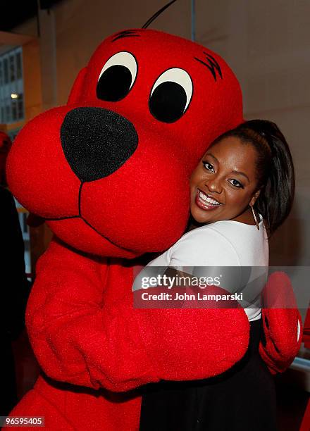 Sherri Shepherd and Clifford the Big Red Dog attend the Clifford Be Big Campaign kick off at FAO Schwarz on February 11, 2010 in New York City.