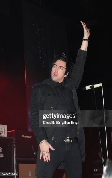 Ian Watkins of The Lostprophets perform on stage at Brixton Academy on February 11, 2010 in London, England.