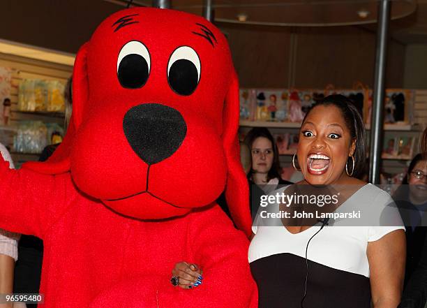 Clifford the Big Red Dog and Sherri Shepherd attend the Clifford Be Big Campaign kick off at FAO Schwarz on February 11, 2010 in New York City.