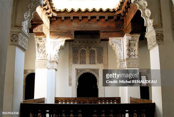 Medersa Ben Youssef, école coranique du XVIème qui connut un rayonnement dans tout le Maghreb.Plusieurs de ses éléments de décor sont...