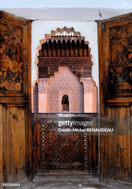 Medersa Ben Youssef, école coranique du XVIème qui connut un rayonnement dans tout le Maghreb.Plusieurs de ses éléments de décor sont...