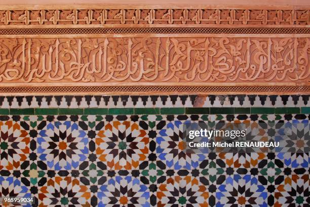 Medersa Ben Youssef, école coranique du XVIème qui connut un rayonnement dans tout le Maghreb.Plusieurs de ses éléments de décor sont...