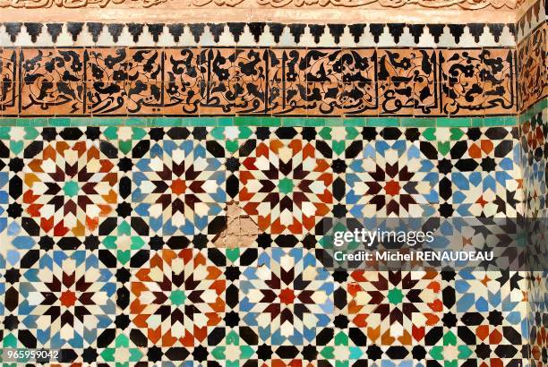 Medersa Ben Youssef, école coranique du XVIème qui connut un rayonnement dans tout le Maghreb.Plusieurs de ses éléments de décor sont...