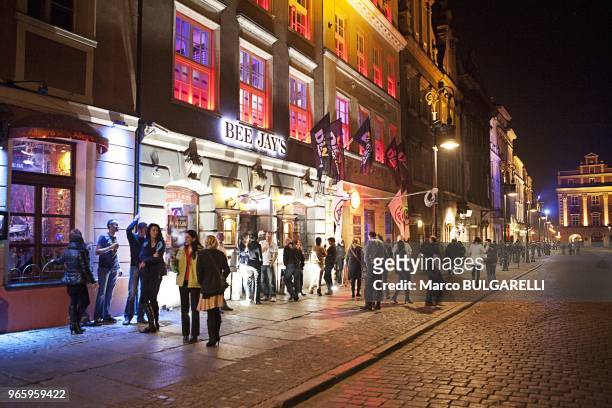 Night life, young people enjoy them self around clubs in the old town in Poznan in Poland, on November 13, 2011.