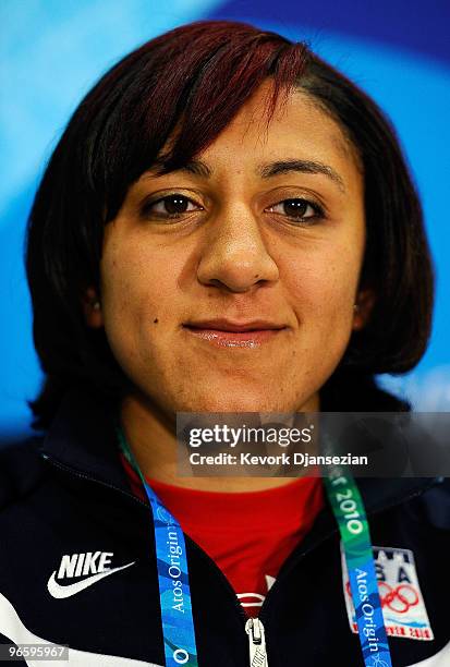 Elana Meyers of United States attends the United States Olympic Committee Bobsleigh Women Press Conference at the Main Press Centre ahead of the...