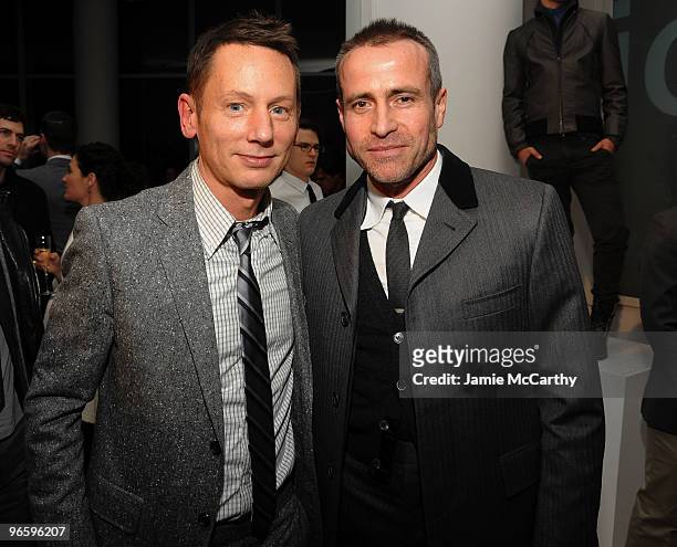 Editor-in-chief of GQ Jim Nelson and designer Thom Browne attend the GQ's Best New Menswear Designers Party at the IAC Building on February 11, 2010...