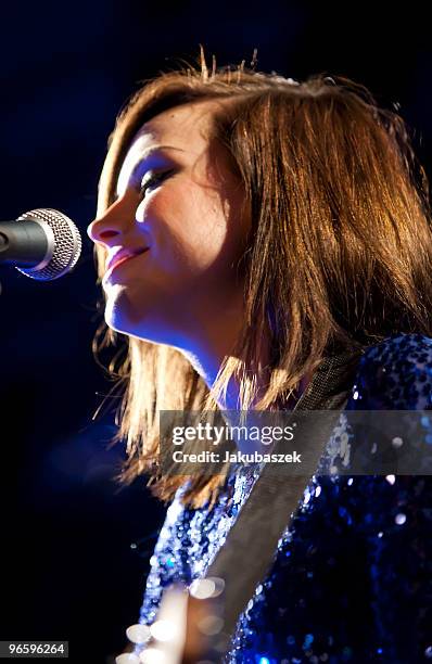 Scottish singer and songwriter Amy MacDonald performs live during a concert at the Astra Club on February 11, 2010 in Berlin, Germany. The concert is...