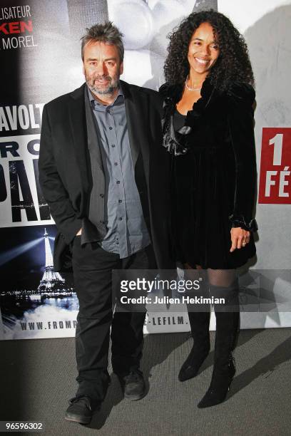 Luc Besson and his wife Virginie Silla attend "From Paris with Love" Paris premiere at Cinema UGC Normandie on February 11, 2010 in Paris, France.