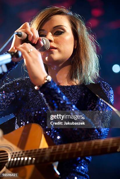 Scottish singer and songwriter Amy MacDonald performs live during a concert at the Astra Club on February 11, 2010 in Berlin, Germany. The concert is...