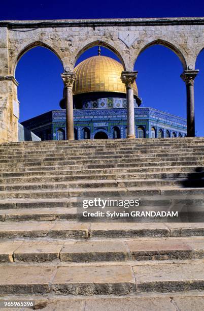 The Dome of the Rock, on the Esplanade of the Mount Moriah, is gilded with fine gold. It houses the rock supposed to bear the footprint of the Jewish...