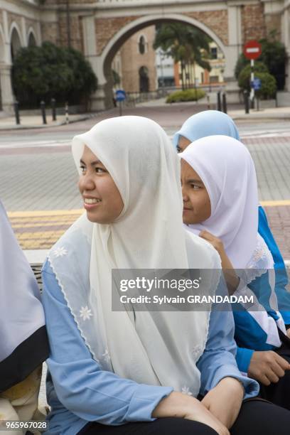 Muslim girls on Merdeka square. Kuala Lumpur.Malaysia.