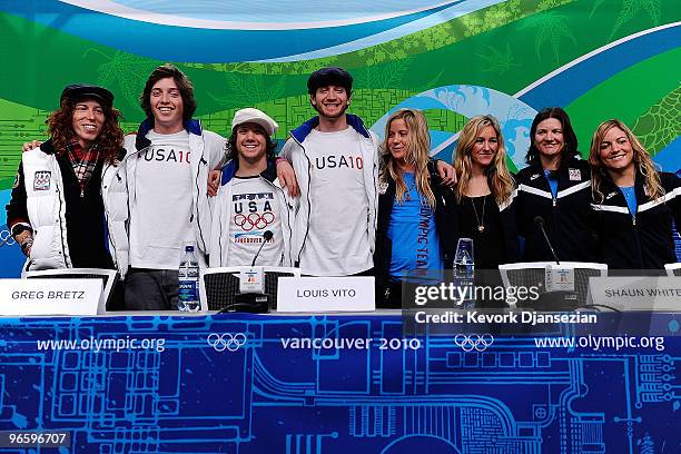 Shaun White, Gregory Bretz, Louie Vito, Scott Lago, Hannah Teter, Gretchen Bleiler, Kelly Clark and Elena Hight attend the United States Olympic...