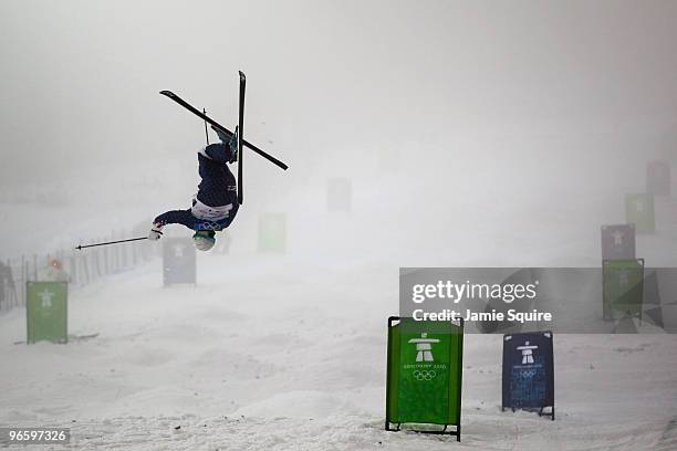 Patrick Deneen of United States competes in the men's freestyle skiing moguls practice held at Cypress Mountain ahead of the Vancouver 2010 Winter...