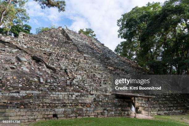 ruined pyramid in copan archaeological site in honduras - honduras ストック�フォトと画像