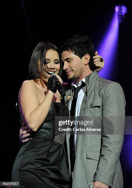 Spanish singer Chenoa and David de Maria perform on stage during "Cadena Dial" 2010 awards at the Tenerife Auditorium on February 11, 2010 in...