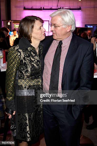 German politican Frank-Walter Steinmeier and his wife Elke Buedenbender attend the opening party of the 60th Berlin Film Festival at Cafe Moskau on...