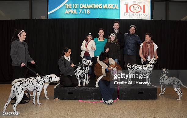 Dog trainers Ashley Young and Sandra Long, along with cast members Catherine Missal, Piper Curda, Lydia Clemente, Garrett Hawe, Robert Anthony Jones,...