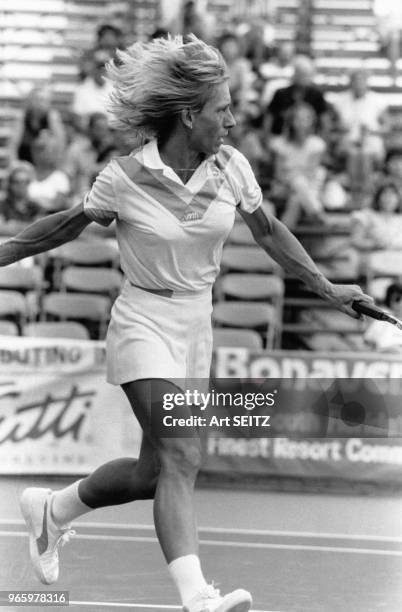 Martina Navratilova remporte son 56e match face à Melissa Brown, le 21 septembre 1984, Bonaventure, Etats-Unis.