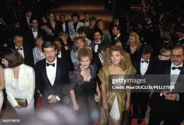 Paul Schrader, Patty Hearst et Natasha Richardson lors du festival de Cannes le 14 mai 1988, France.